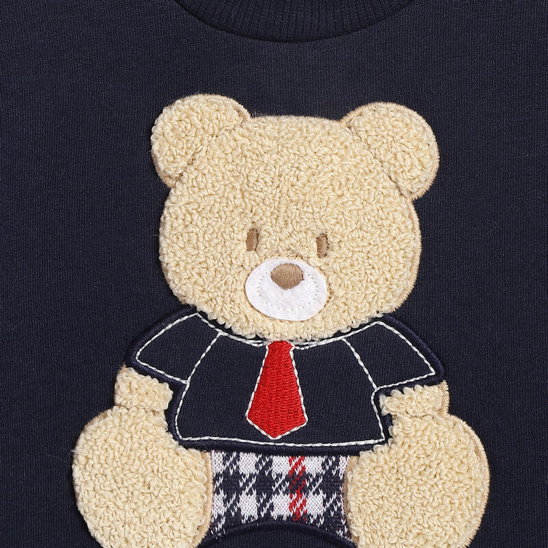 Boys White and Red Applique Sweatshirt With Trouser image number 4